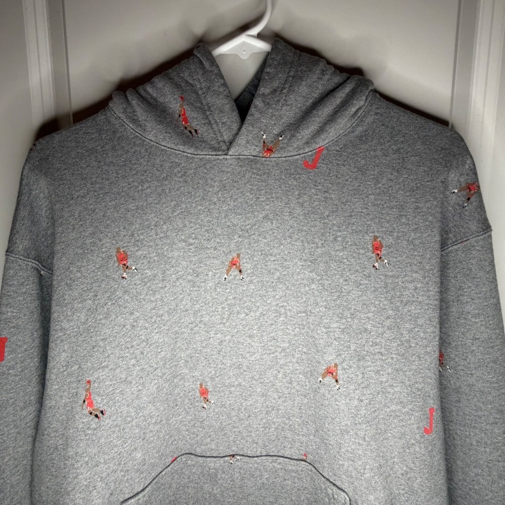 Michael Jordan Essentials Jumpman‎ All Over Print Hoodie Grey Mens Medium